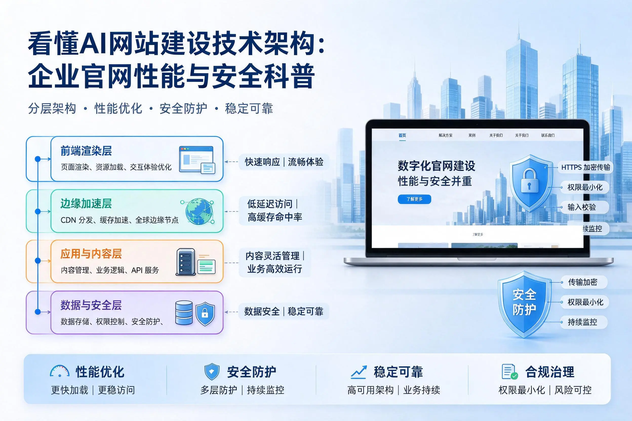 看懂AI网站建设技术架构:德州企业官网性能与安全科普