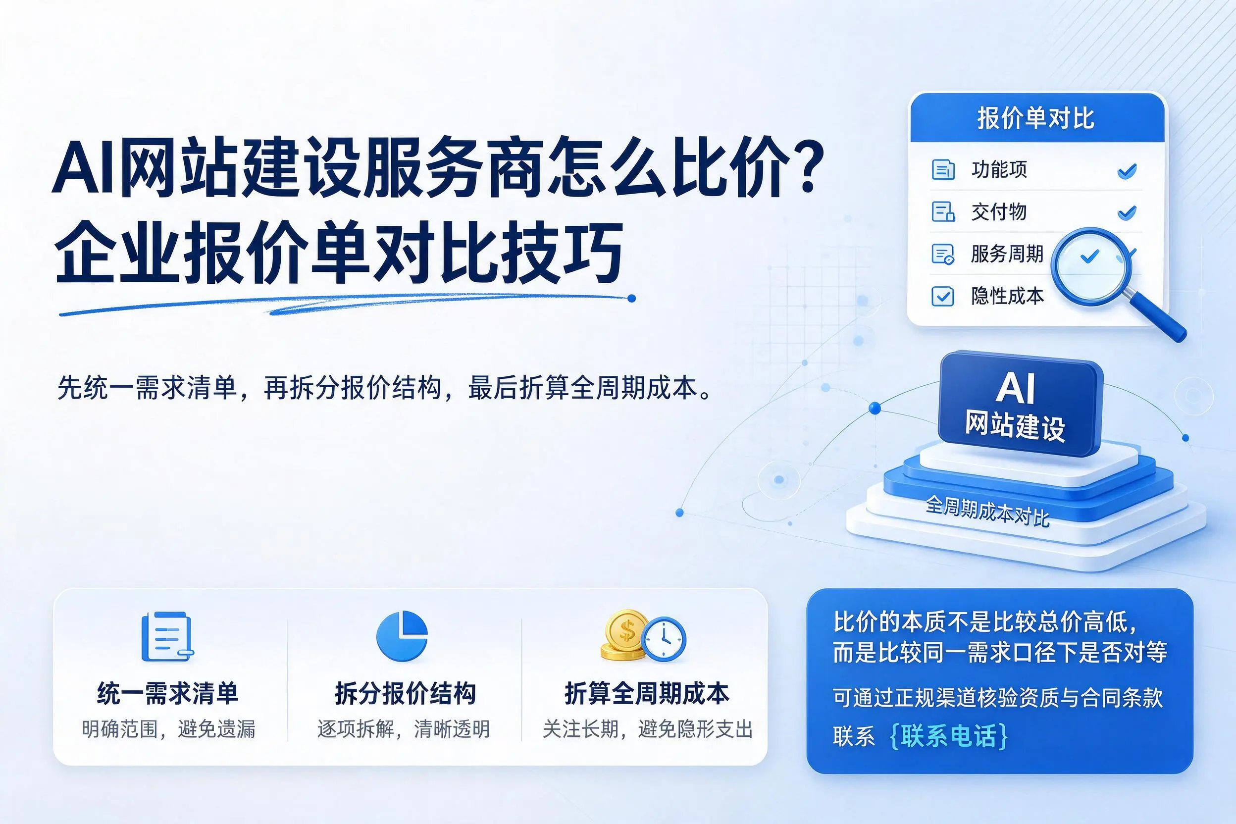 AI网站建设服务商怎么比价?德州企业报价单对比技巧